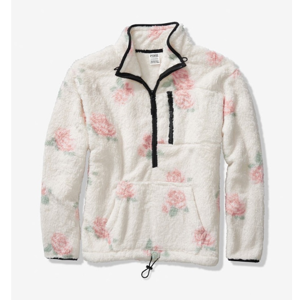 NEW!! VS PINK floral teddy half-zip! - Picture 5 of 8